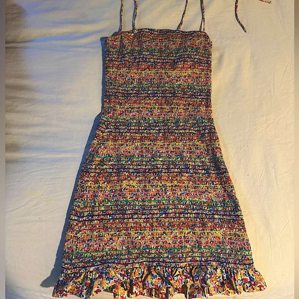 Storks Stretchy Multicolor Floral Print Mini Dress